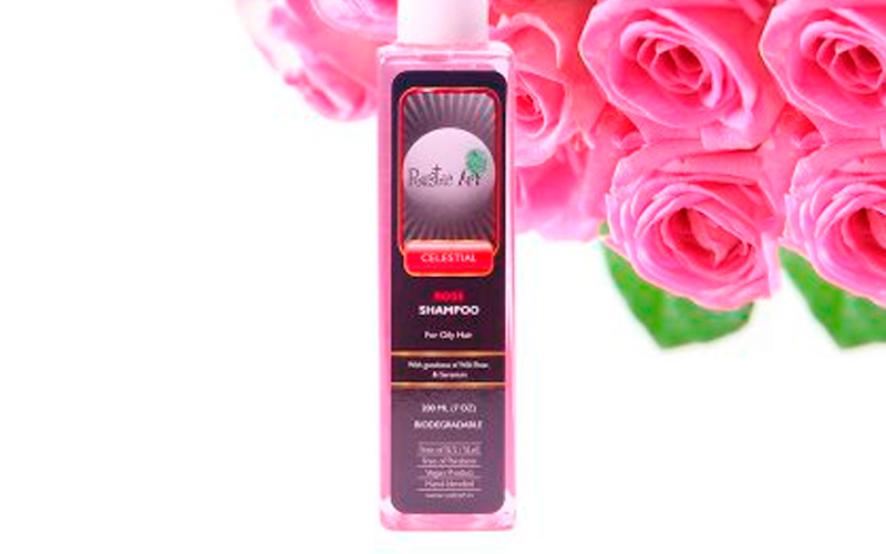 Shampoo de rosas biodegradable para cabello grasoso